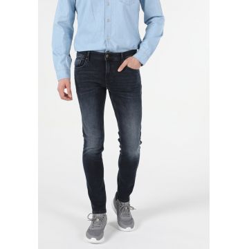 Blugi slim fit cu detalii cu aspect decolorat