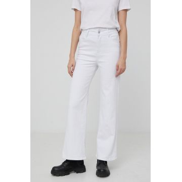 Answear Lab pantaloni femei, culoarea alb, high waist