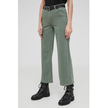 Answear Lab jeansi femei, culoarea verde, medium waist