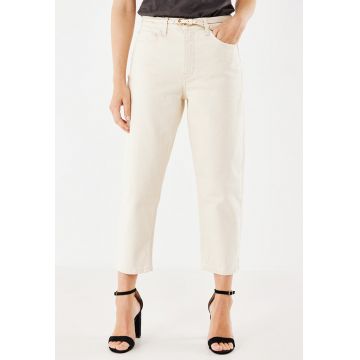 Blugi crop cu talie medie Blugi crop cu talie medie