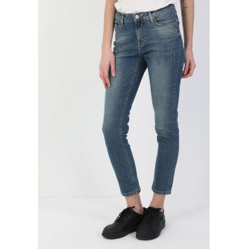 Blugi slim fit cu aspect decolorat