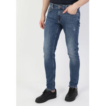 Blugi slim fit cu detalii cu aspect deteriorat