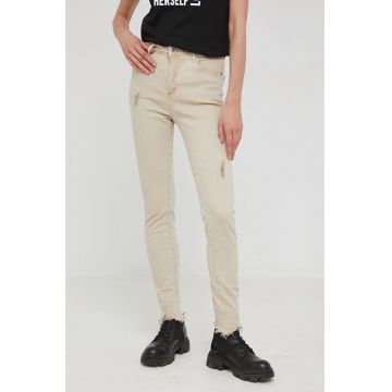 Answear Lab jeansi femei, culoarea bej, high waist