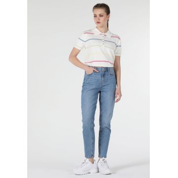 Blugi mom-fit cu croiala conica Maria Blugi mom-fit cu croiala conica Maria