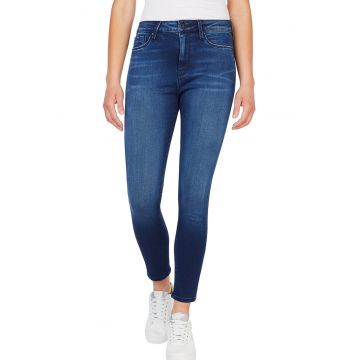 Blugi skinny cu aspect decolorat