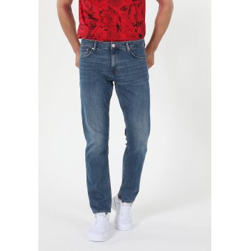 Blugi regular fit cu aspect decolorat