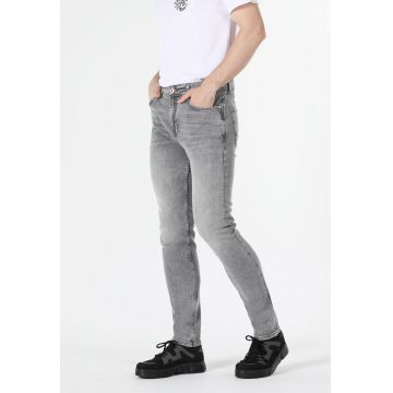 Blugi skinny cu aspect decolorat