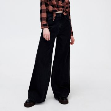 Cropp - Blugi wide leg - Negru