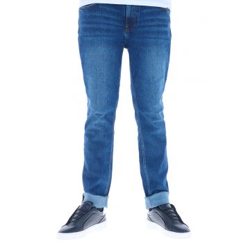 Blugi slim fit cu aspect decolorat