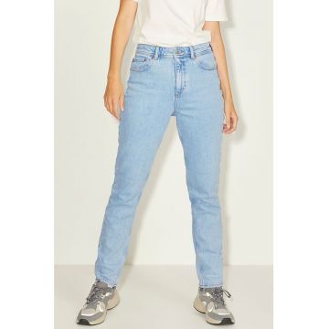 Blugi slim fit cu talie inalta si aspect decolorat