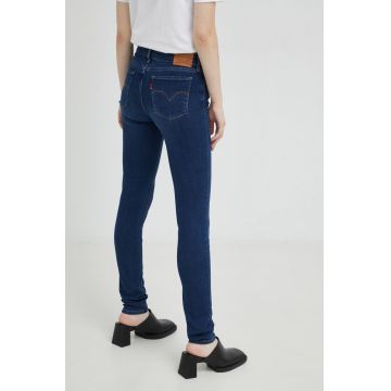 Levi's jeanși 711 Skinny femei, medium waist 18881.0600-DarkIndigo