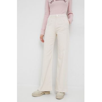 United Colors of Benetton jeansi femei, culoarea bej, high waist