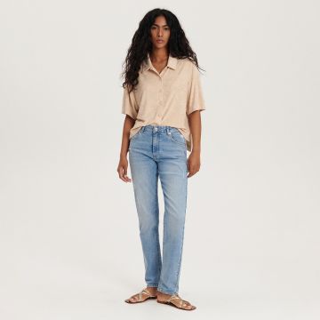 Reserved - Blugi boyfriend slim, cu curea - Albastru