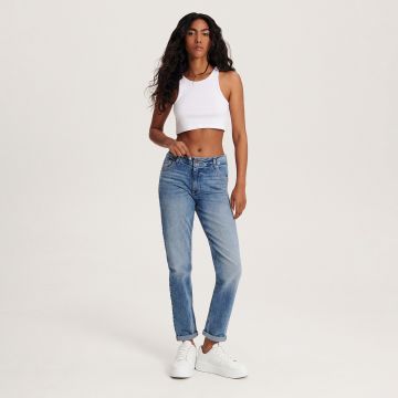 Reserved - Blugi boyfriend slim, cu curea - Albastru