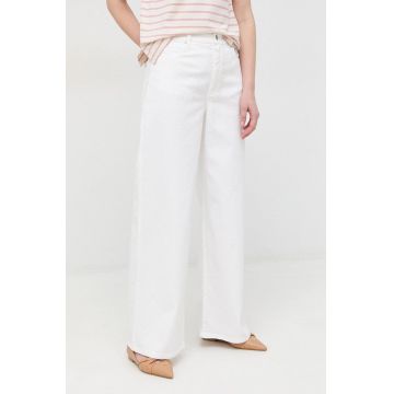 Weekend Max Mara jeansi femei, culoarea alb, high waist