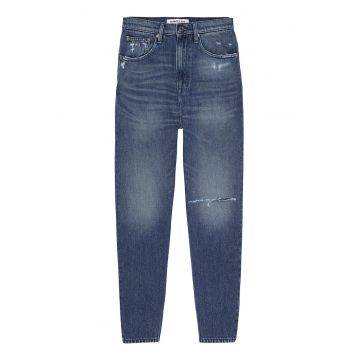 Blugi mom fit cu aspect decolorat