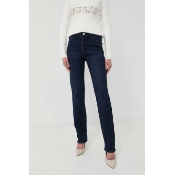 Morgan jeansi femei, culoarea albastru marin, high waist