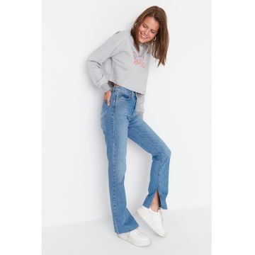 Blugi bootcut cu talie inalta