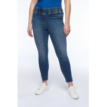 Blugi crop skinny cu aspect decolorat