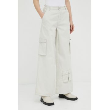 Gestuz jeansi Candace femei, culoarea gri, high waist