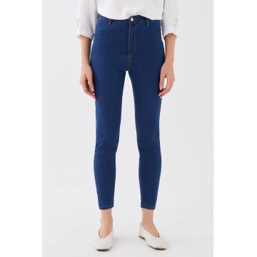 Blugi super skinny cu talie inalta