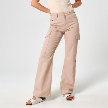 Sinsay - Blugi high waist wide leg - Bej