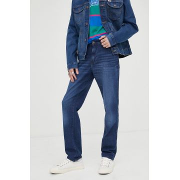 Wrangler jeansi Texas Slim barbati, culoarea albastru marin