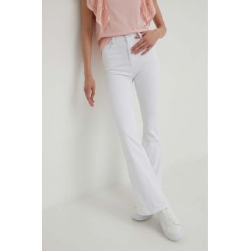 Answear Lab jeansi femei, culoarea alb, high waist