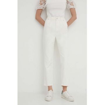 Answear Lab jeansi femei, culoarea alb, high waist