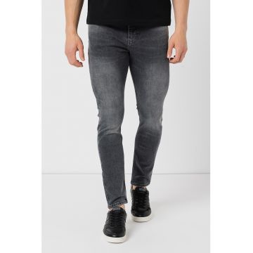 Blugi skinny cu aspect decolorat