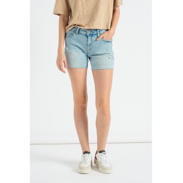 Pantaloni scurti de denim cu aspect decolorat