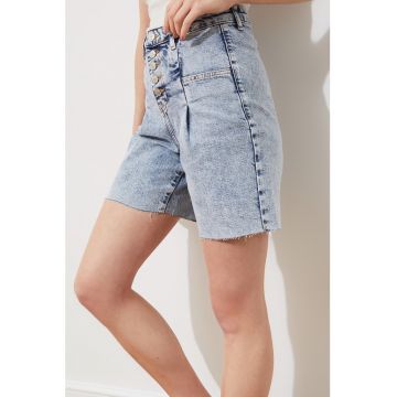 Pantaloni scurti de denim cu talie inalta