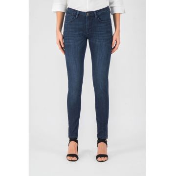 Blugi slim fit cu aspect decolorat