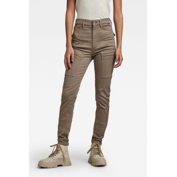 Blugi skinny cargo cu talie inalta