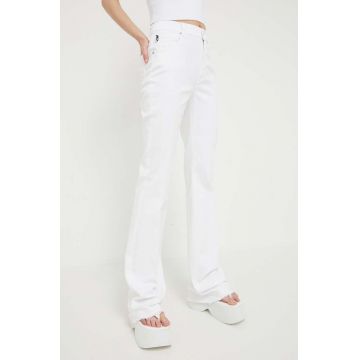 Love Moschino jeansi femei, culoarea alb, high waist