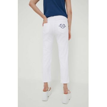 Love Moschino jeansi femei, culoarea alb