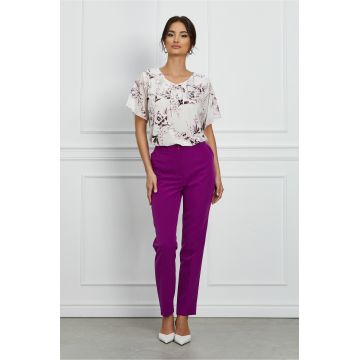 Pantaloni Vera violet cu dunga