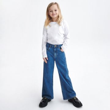 Reserved - Pantaloni classic denim wide leg - Albastru