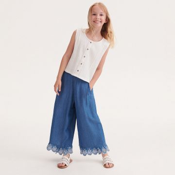 Reserved - Pantaloni culotte din Lyocell Tencel™ - Albastru