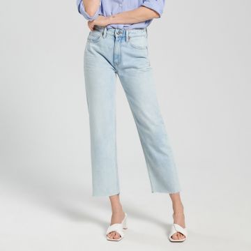 Sinsay - Blugi high waist straight - Albastru