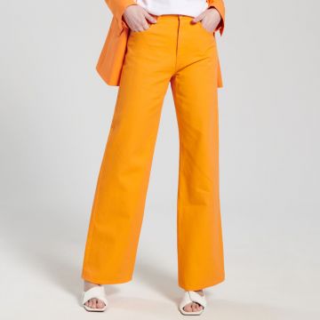 Sinsay - Blugi high waist wide leg - Oranj