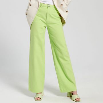 Sinsay - Blugi high waist wide leg - Verde