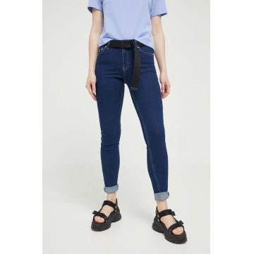 Tommy Jeans jeansi Nora femei, culoarea albastru marin