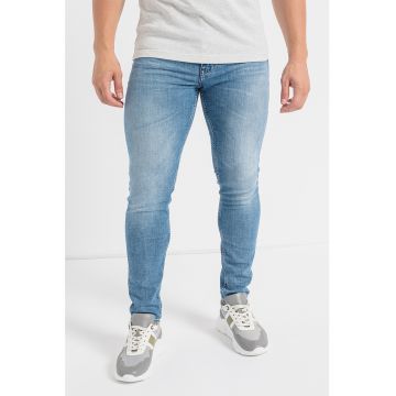 Blugi slim fit cu aspect decolorat Delano