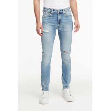 Blugi slim fit cu aspect deteriorat