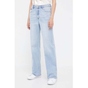 Dkny jeansi Straight Wide Leg femei high waist