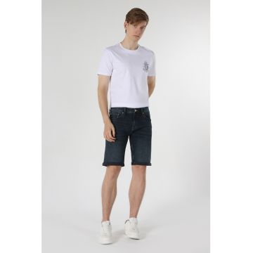 Pantaloni scurti de denim cu aspect decolorat