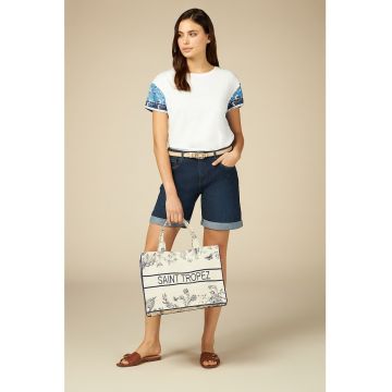 Pantaloni scurti de denim cu model cu 5 buzunare