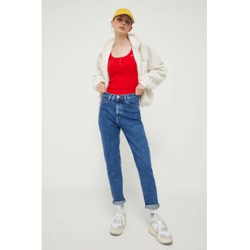 Tommy Jeans jeansi femei, culoarea albastru marin