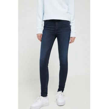 Tommy Jeans jeansi femei, culoarea albastru marin